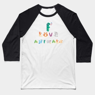 I Love Animals Baseball T-Shirt